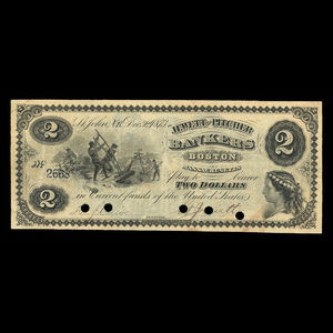 Canada, Jewett & Pitcher, 2 dollars : 1 décembre 1873