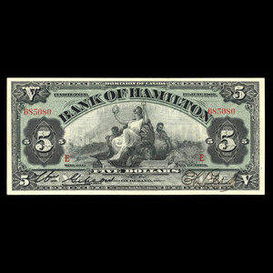 Canada, Bank of Hamilton, 5 dollars : 1 juin 1909