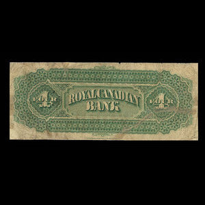 Canada, Royal Canadian Bank, 4 dollars : 1 juillet 1870