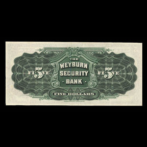 Canada, Weyburn Security Bank, 5 dollars : 3 janvier 1911