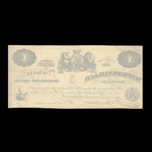 Canada, Macdonald & Company Bankers, 1 dollar : 6 septembre 1863