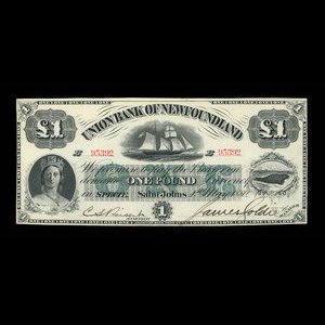 Canada, Union Bank of Newfoundland, 1 livre(anglaise) : 1 mai 1880