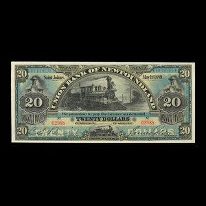 Canada, Union Bank of Newfoundland, 20 dollars : 1 mai 1889