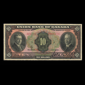 Canada, Union Bank of Canada (The), 10 dollars : 1 juillet 1921