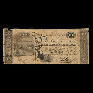 Canada, Montreal Bank, 10 dollars : 1 janvier 1818