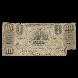 Canada, Accomodation Bank, 4 dollars : 26 janvier 1837