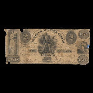 Canada, Bank of Upper Canada (York), 2 dollars : 6 novembre 1836