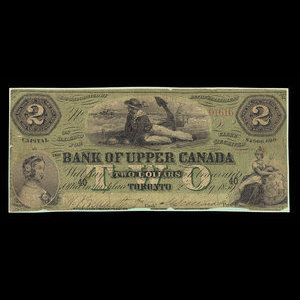 Canada, Bank of Upper Canada (York), 2 dollars : 2 juillet 1859