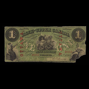 Canada, Bank of Upper Canada (York), 1 dollar : 1 janvier 1861