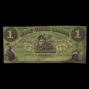 Canada, Bank of Upper Canada (York), 1 dollar : 1 juin 1861