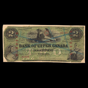 Canada, Bank of Upper Canada (York), 2 dollars : 1 janvier 1861