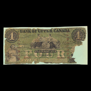 Canada, Bank of Upper Canada (York), 4 dollars : 1 janvier 1861