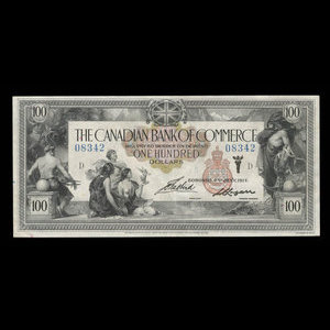 Canada, Canadian Bank of Commerce, 100 dollars : 2 janvier 1917