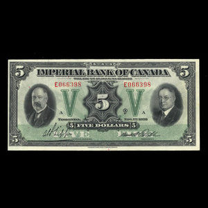 Canada, Imperial Bank of Canada, 5 dollars : 1 novembre 1933