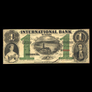 Canada, International Bank of Canada, 1 dollar : 15 septembre 1858