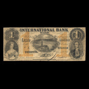 Canada, International Bank of Canada, 1 dollar : 15 septembre 1858