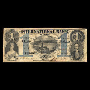 Canada, International Bank of Canada, 1 dollar : 15 septembre 1858