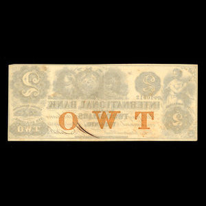 Canada, International Bank of Canada, 2 dollars : 15 septembre 1858