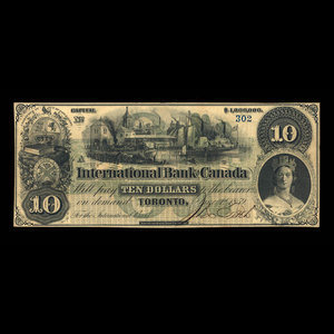 Canada, International Bank of Canada, 10 dollars : 1 juin 1859