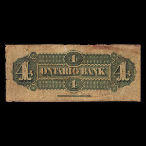 Canada, Ontario Bank, 4 dollars : 1 août 1870