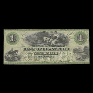 Canada, Bank of Brantford, 1 dollar : 1 novembre 1859