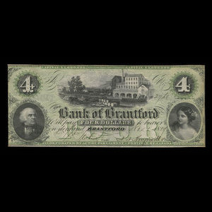 Canada, Bank of Brantford, 4 dollars : 1 novembre 1859