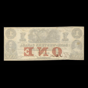 Canada, Bank of Western Canada, 1 dollar : 20 septembre 1859