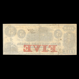 Canada, Bank of Western Canada, 5 dollars : 20 septembre 1859