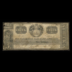 Canada, Commercial Bank of New Brunswick, 5 shillings : 4 décembre 1837