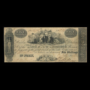 Canada, Bank of New Brunswick, 5 shillings : 1 juillet 1852