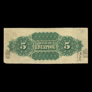 Canada, Bank of Liverpool, 5 dollars : 1 novembre 1871