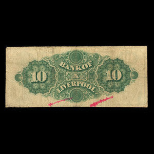 Canada, Bank of Liverpool, 10 dollars : 1 novembre 1871