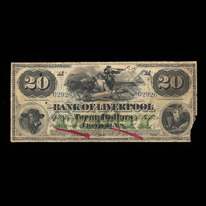 Canada, Bank of Liverpool, 20 dollars : 1 novembre 1871