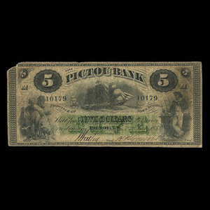 Canada, Pictou Bank, 5 dollars : 2 janvier 1882