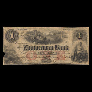 Canada, Zimmerman Bank, 1 dollar : 7 juin 1856