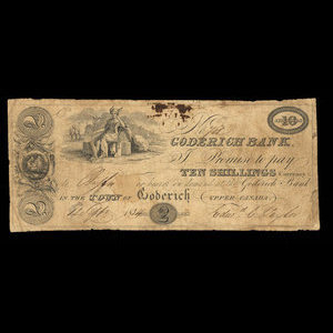 Canada, Goderich Bank, 2 dollars : 12 septembre 1834