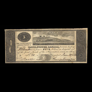 Canada, Bank of Upper Canada (Kingston), 5 dollars : 3 juin 1822