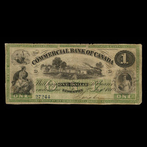 Canada, Commercial Bank of Canada, 1 dollar : 2 janvier 1860