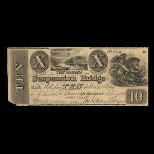 Canada, Niagara Suspension Bridge Bank, 10 dollars : 4 janvier 1841