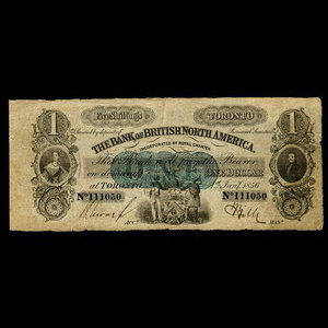 Canada, Bank of British North America, 1 dollar : 1 janvier 1856