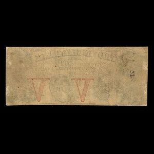 Canada, Provincial Bank of Canada (Stanstead), 5 dollars : 1 avril 1856