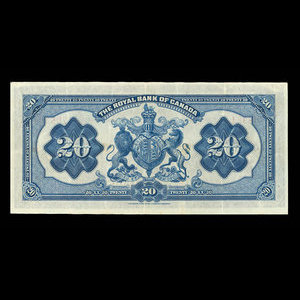 Canada, Banque Royale du Canada, 20 dollars : 2 janvier 1913