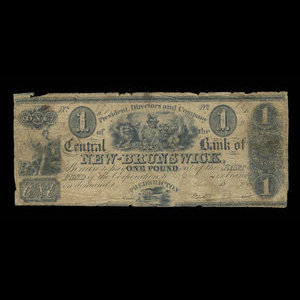 Canada, Central Bank of New Brunswick, 1 livre(anglaise) : 1 mai 1853