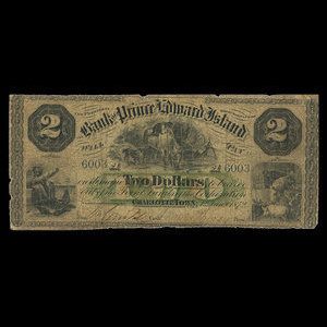 Canada, Bank of Prince Edward Island, 2 dollars : 1 janvier 1872