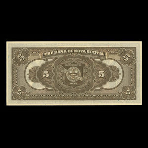 Canada, Banque Nouvelle-Écosse, 5 dollars : 2 janvier 1924