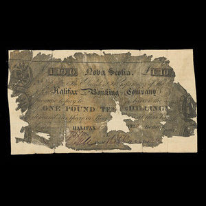 Canada, Halifax Banking Company, 1 livre, 10 shillings : 1 septembre 1826