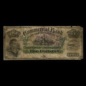 Canada, Commercial Bank of Newfoundland, 5 dollars : 3 janvier 1888