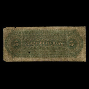 Canada, Commercial Bank of Newfoundland, 5 dollars : 3 janvier 1888