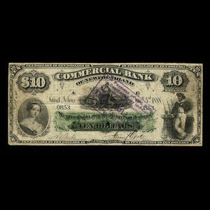 Canada, Commercial Bank of Newfoundland, 10 dollars : 3 janvier 1888