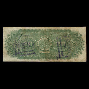 Canada, Commercial Bank of Newfoundland, 20 dollars : 3 janvier 1888